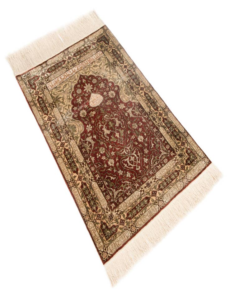 Detail image of  2' 5 x 3' 7  Hand Knotted Ghom Persian Rug