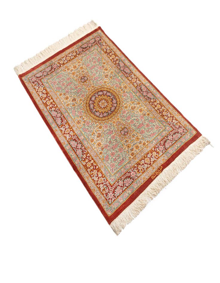 Detail image of  2' 7 x 3' 10 Ghom Silk Rug