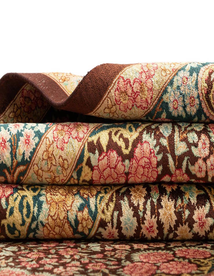 Detail image of  3' 4 x 4' 9 Ghom Silk Rug