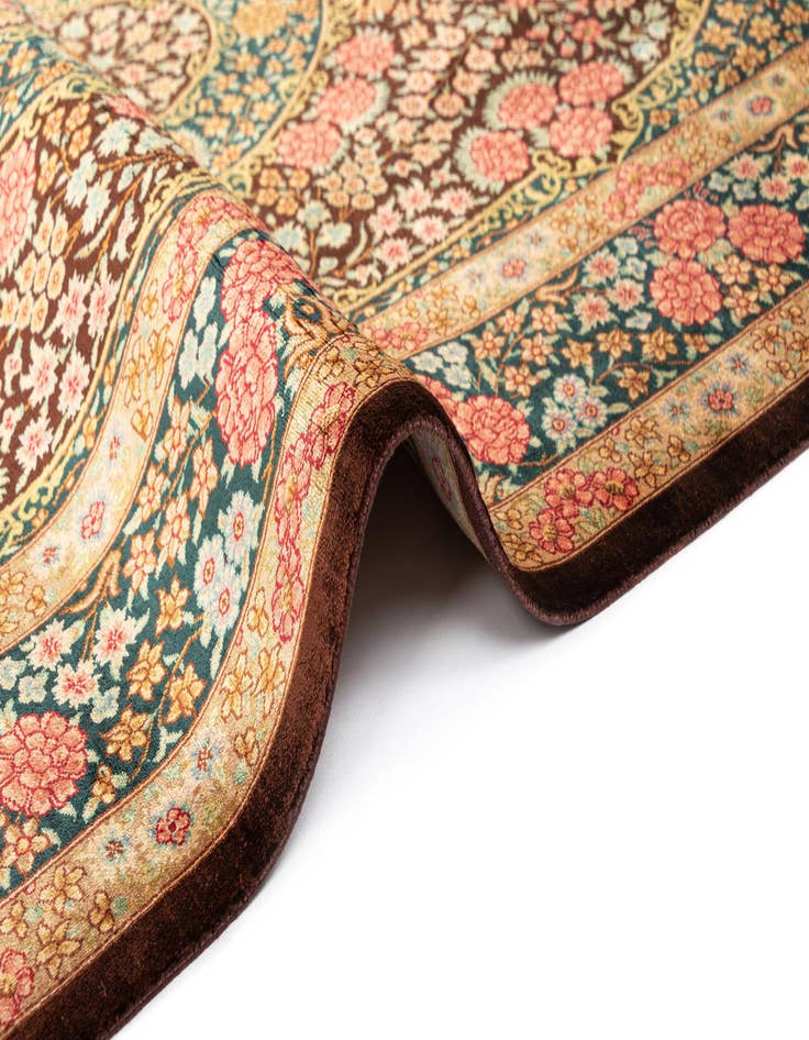 Detail image of  3' 4 x 4' 9 Ghom Silk Rug