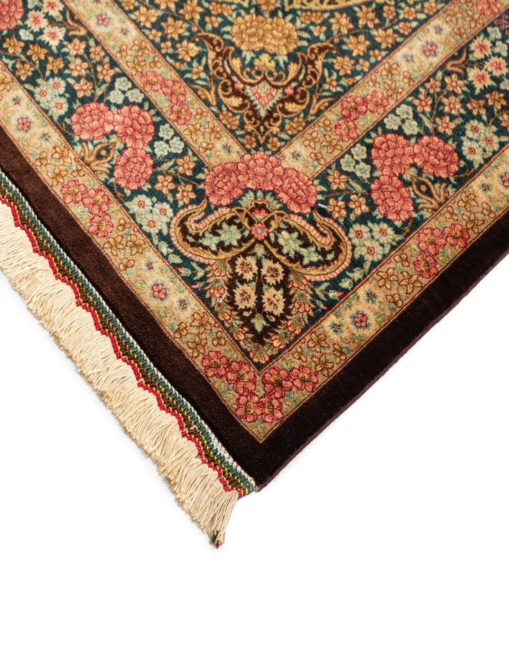 Detail image of  3' 4 x 4' 9 Ghom Silk Rug