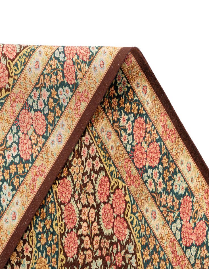 Detail image of  3' 4 x 4' 9 Ghom Silk Rug