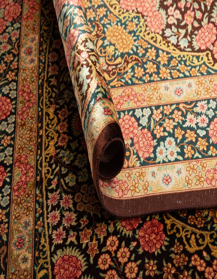 Detail image of  3' 4 x 4' 9 Ghom Silk Rug