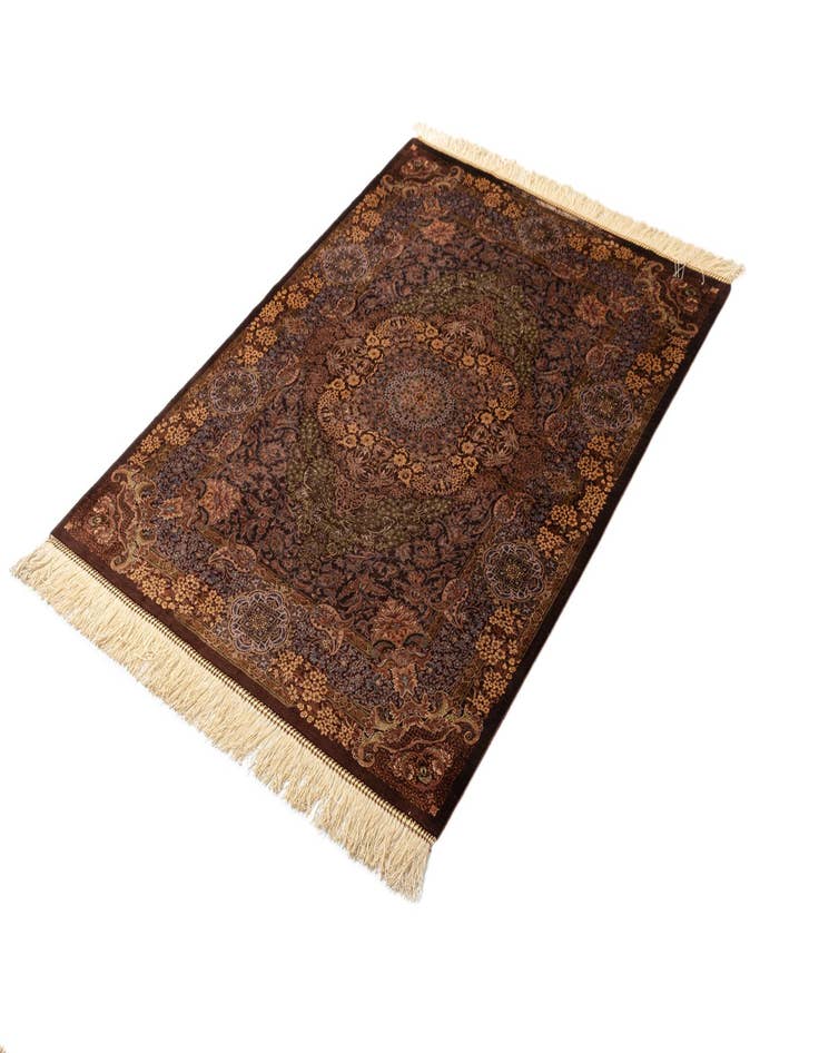 Detail image of  3' 6 x 4' 11 Ghom Silk Rug