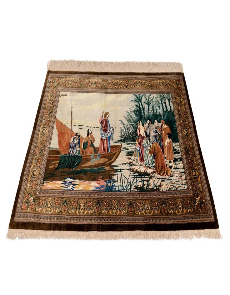 Detail image of  3' 2 x 4' 9 Ghom Silk Rug