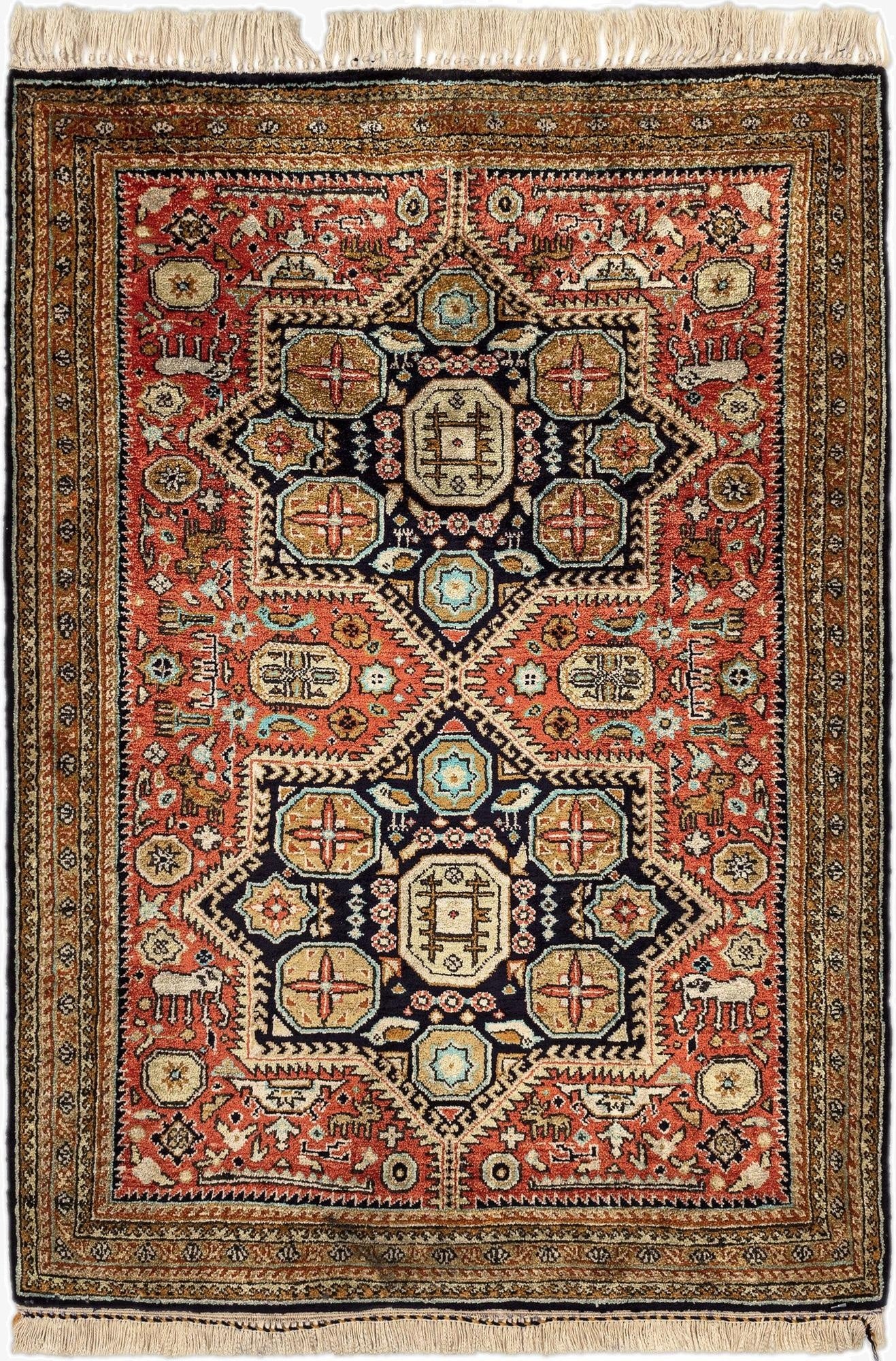  1' 10 x 2' 8 Ghom Silk Rug