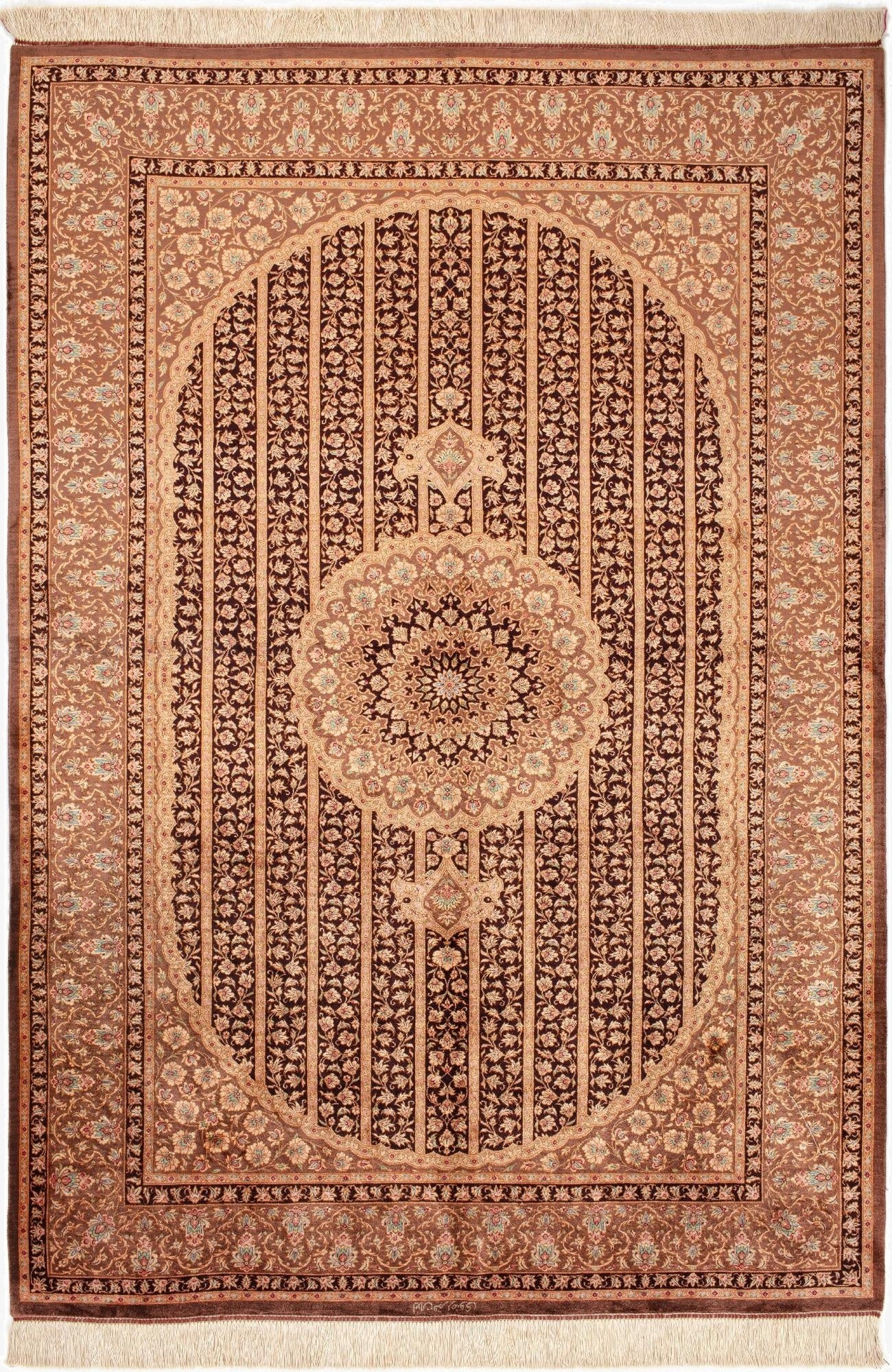  4' 6 x 6' 8 Ghom Silk Rug