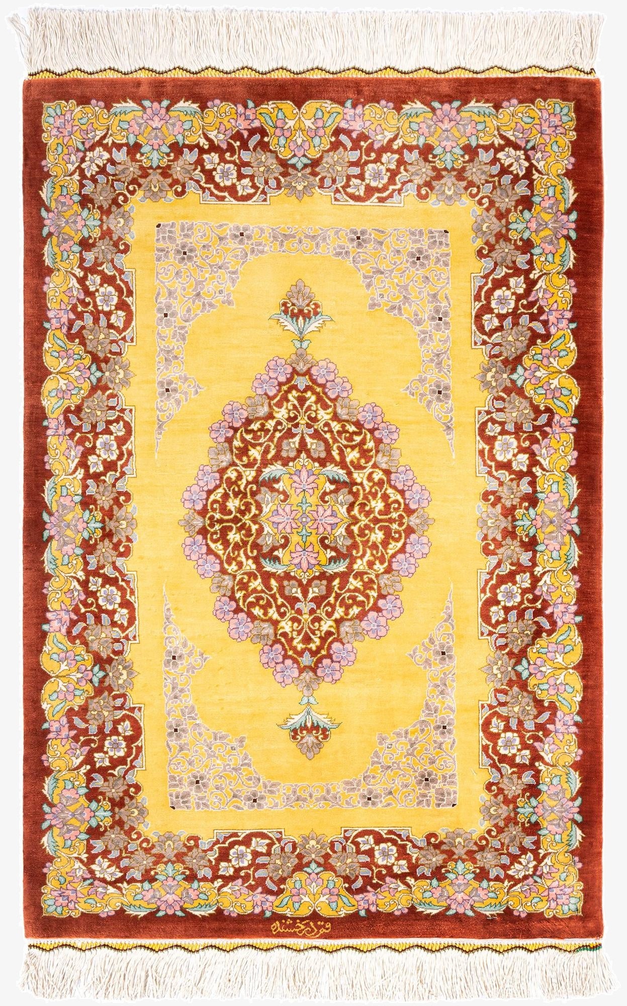  1' 11 x 2' 11 Ghom Silk Rug