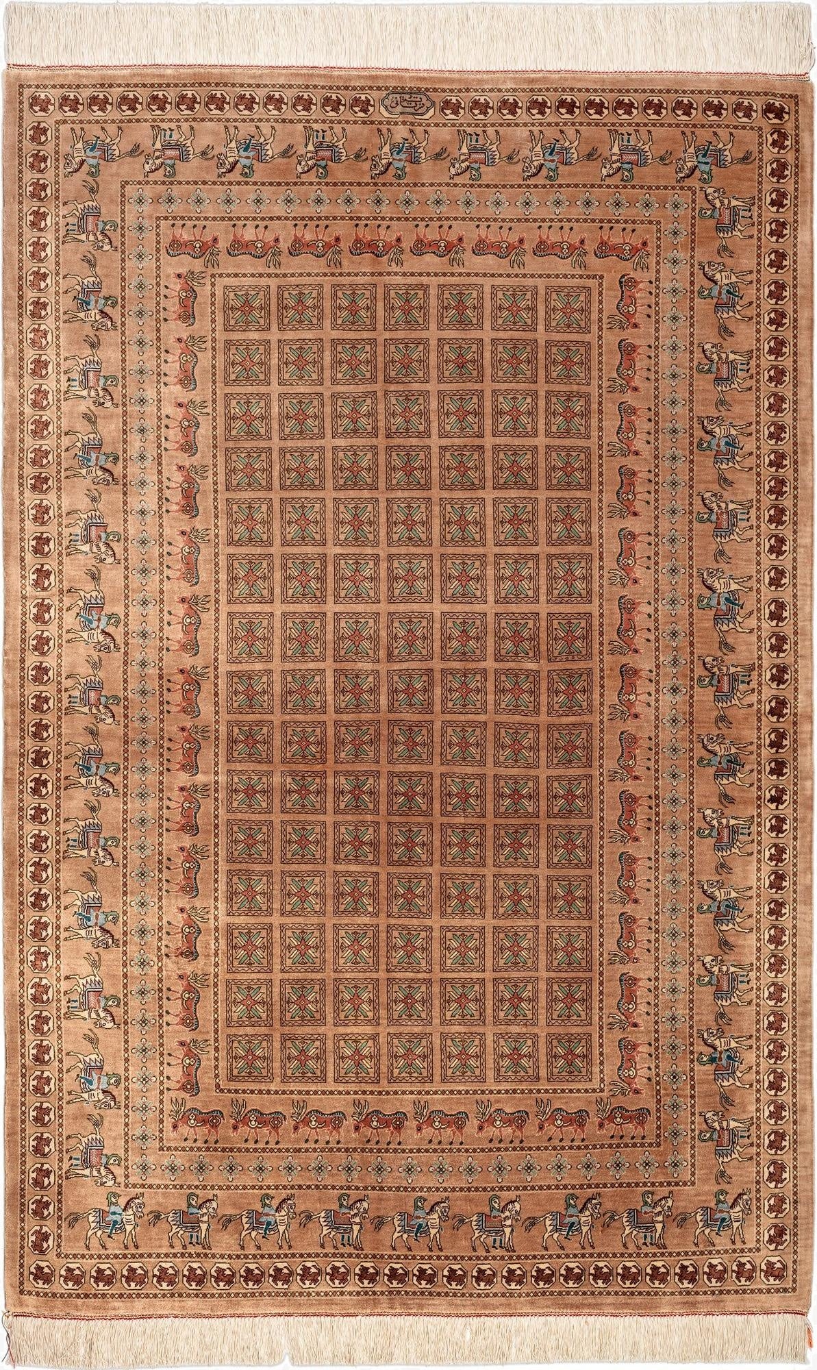  3' 3 x 4' 11 Ghom Silk Rug