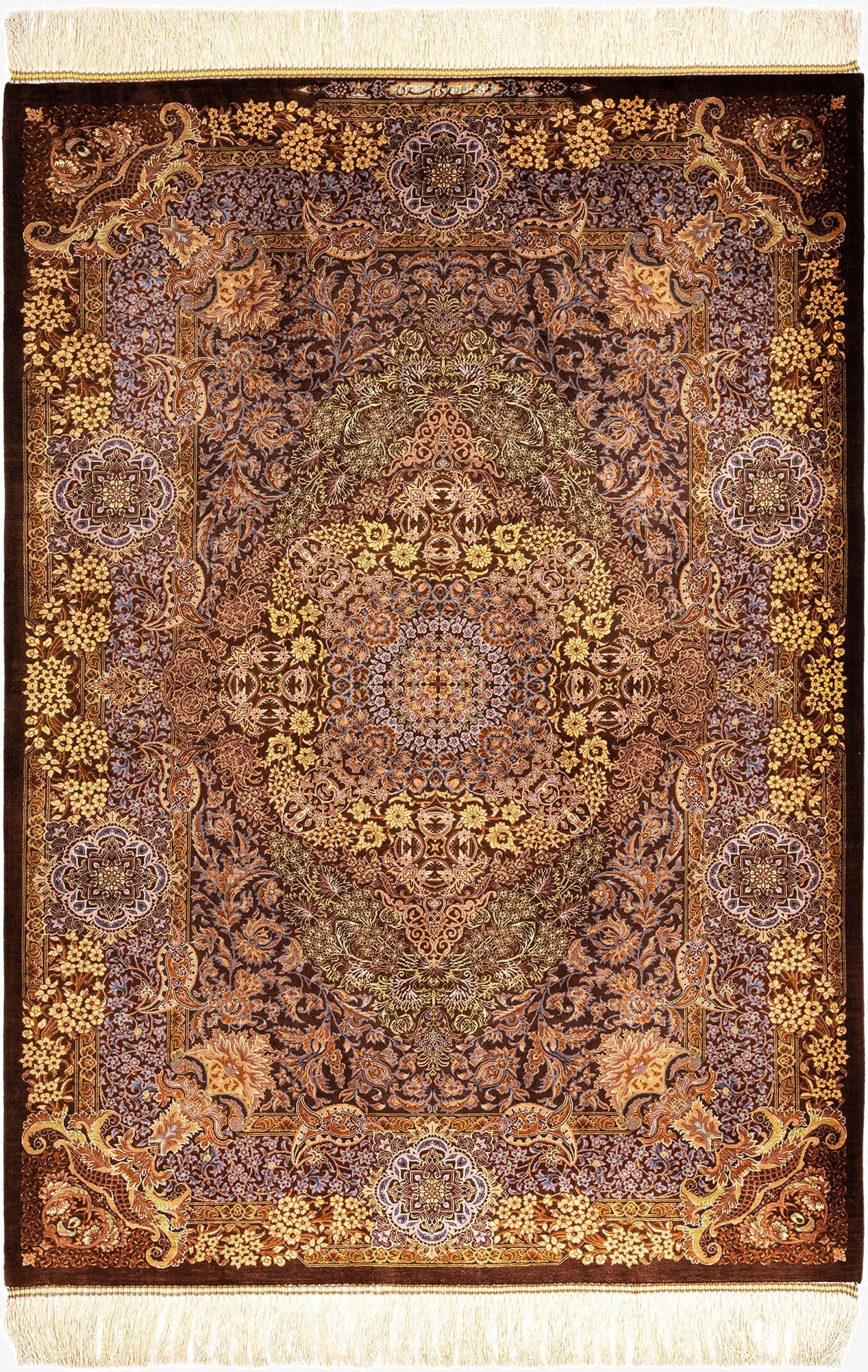  3' 6 x 4' 11 Ghom Silk Rug