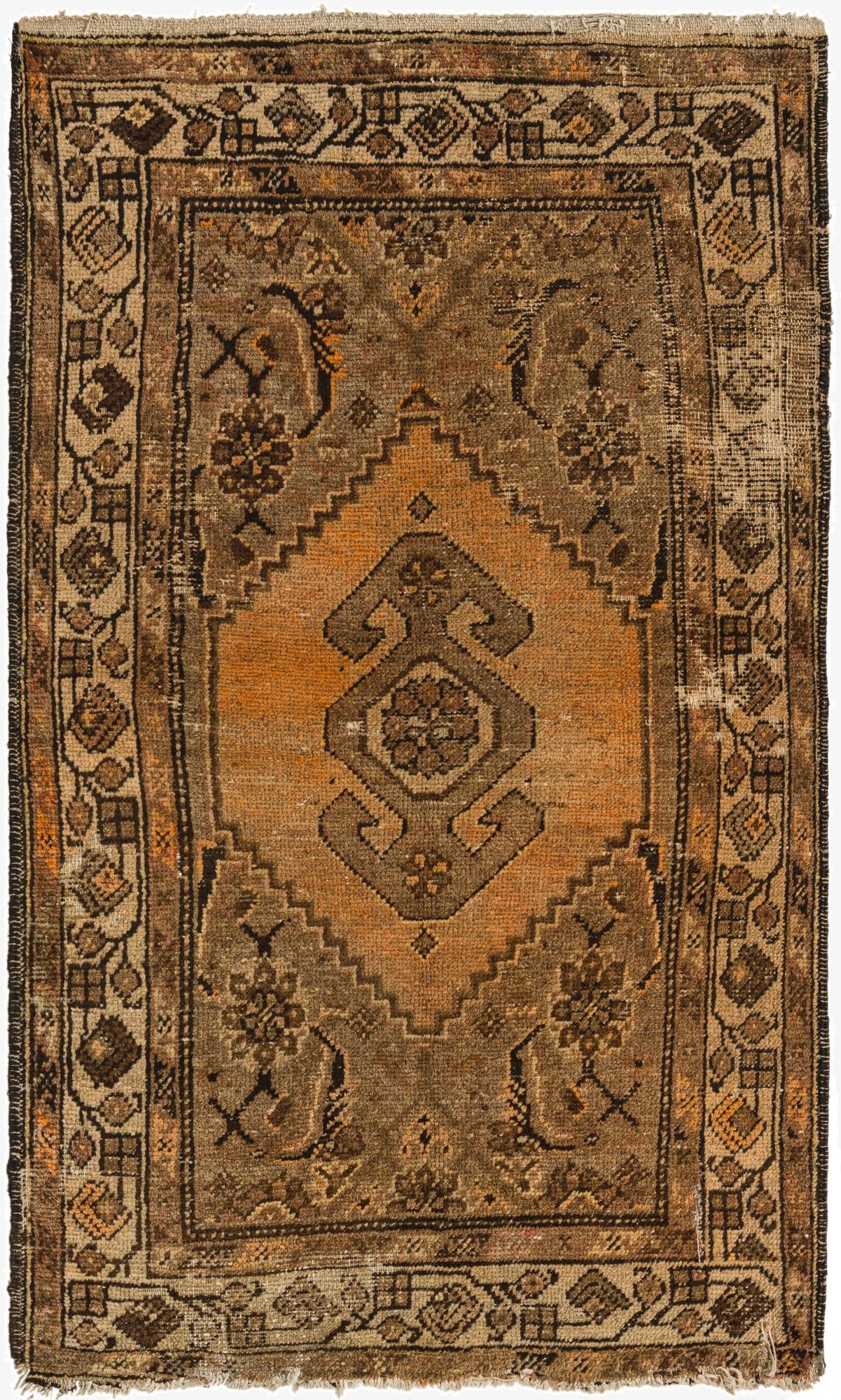  3' 4 x 5' 7  Hand Knotted Hamedan Persian Wool Rug