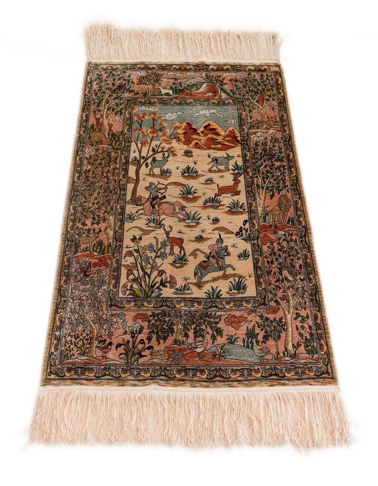 Detail image of  2' 2 x 2' 11 Hereke Silk Rug