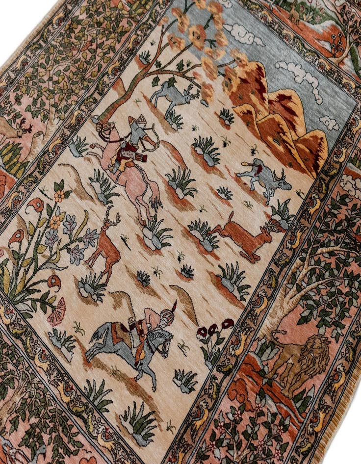 Detail image of  2' 2 x 2' 11 Hereke Silk Rug