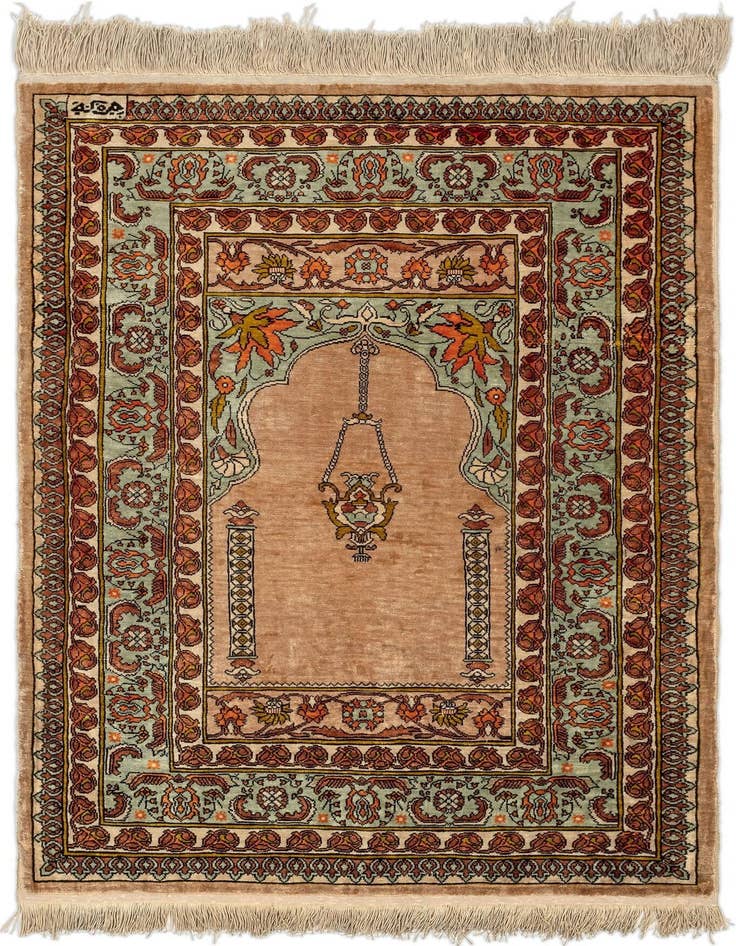 Detail image of  1' 9 x 2' 7 Hereke Silk Rug
