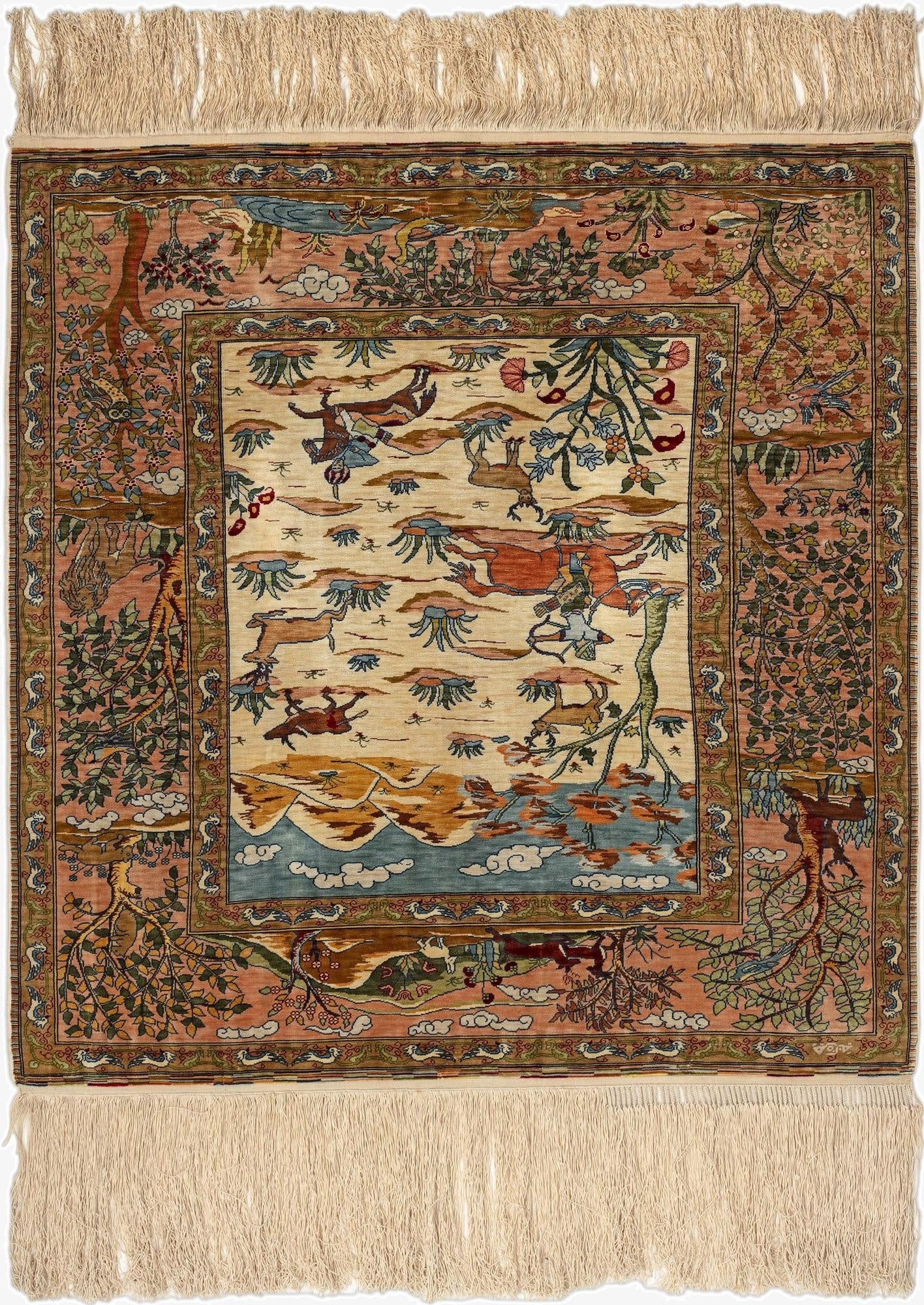  2' 4 x 2' 7 Hereke Silk Rug