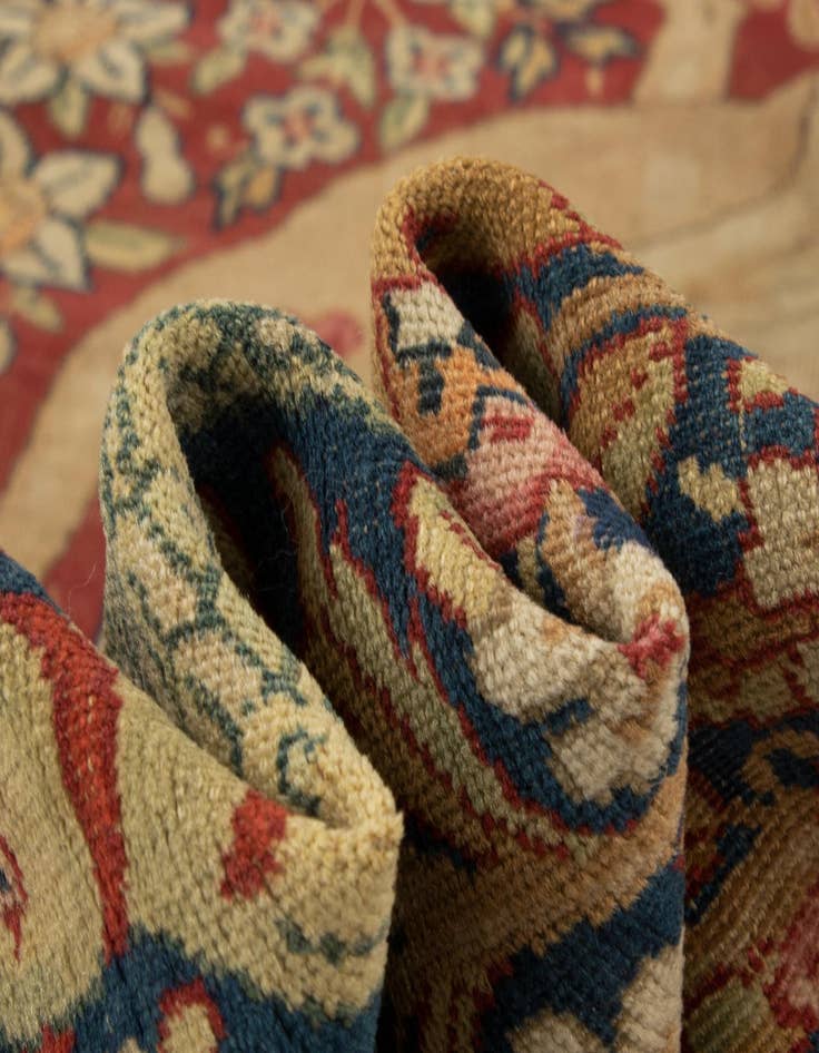 Detail image of  4' 7 x 7' 4  Hand Knotted Isfahan Persian Wool Rug