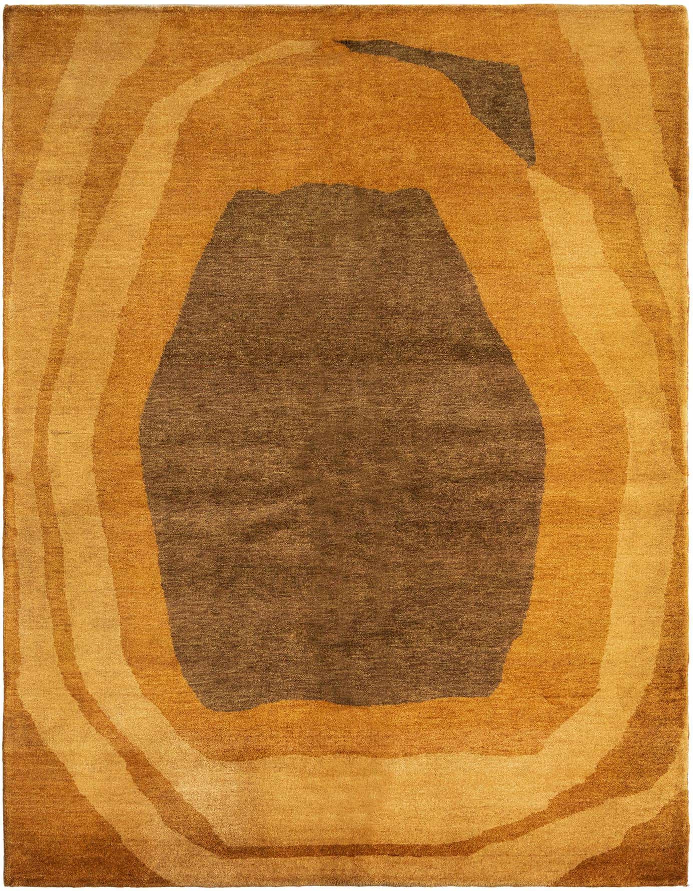 A 5x8 rectangular Juma rug featuring a Persian-inspired abstract pattern in varying shades of brown and tan.