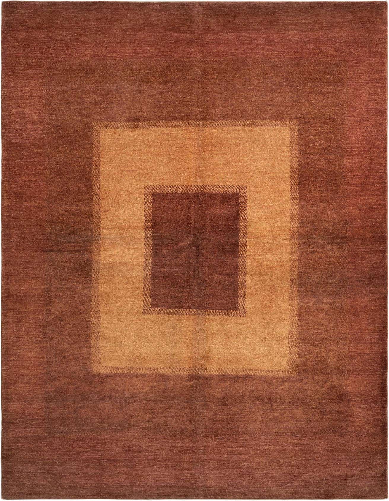 A 5x8 rectangular Juma rug featuring a Persian-inspired geometric pattern in varying shades of brown and tan.