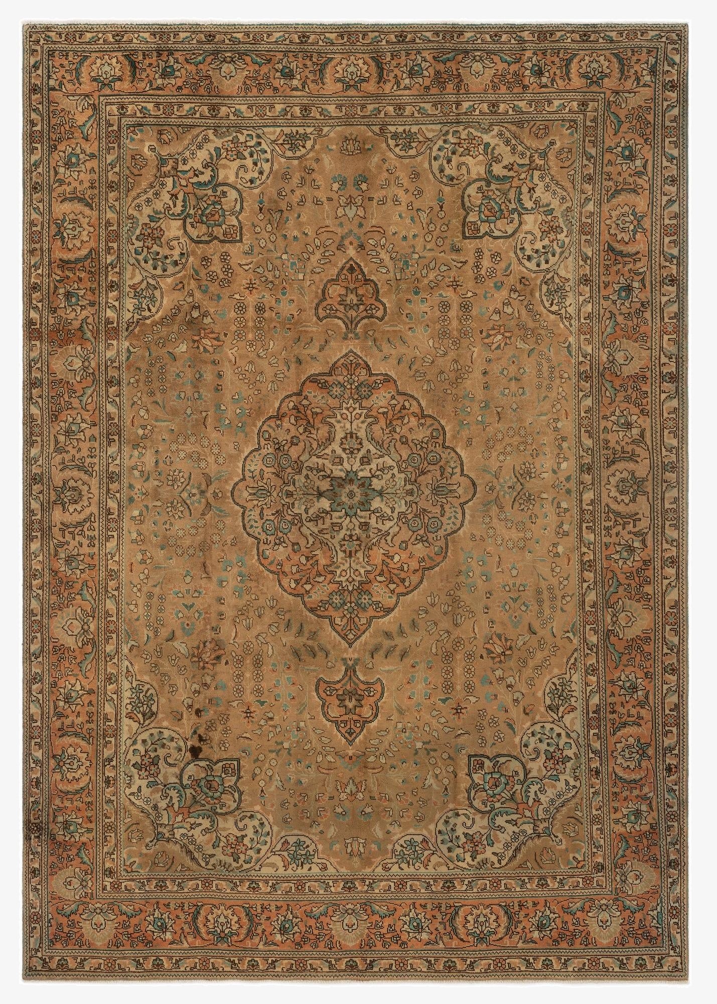 7' 8 x 11' 1  Hand Knotted Kashan Persian Wool Rug