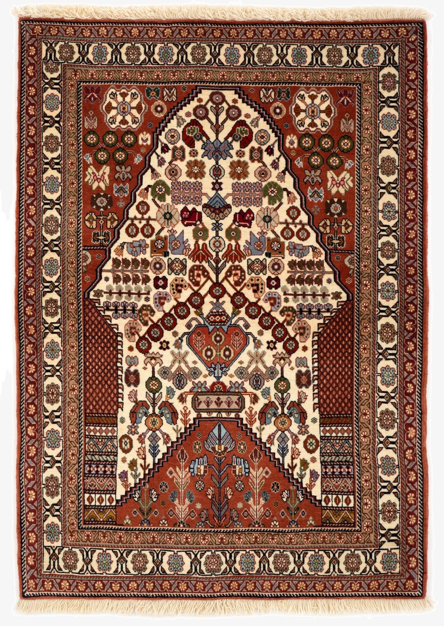  3' 5 x 4' 11  Hand Knotted Kashkuli Persian Wool Rug