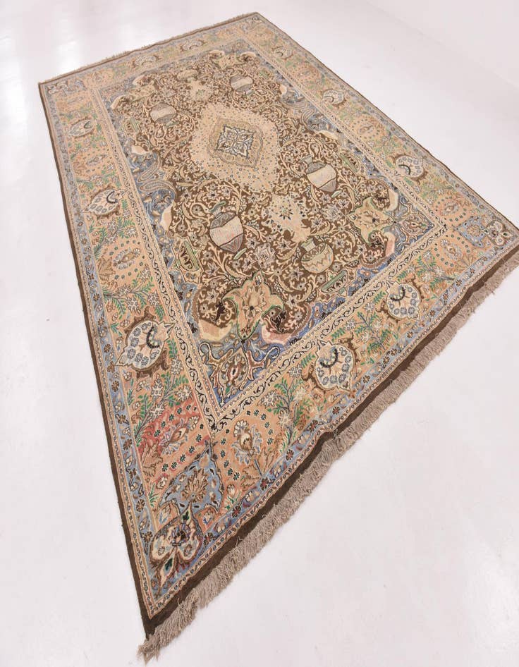 Detail image of  9' 7 x 13'  Hand Knotted Kashmar Persian Wool Rug