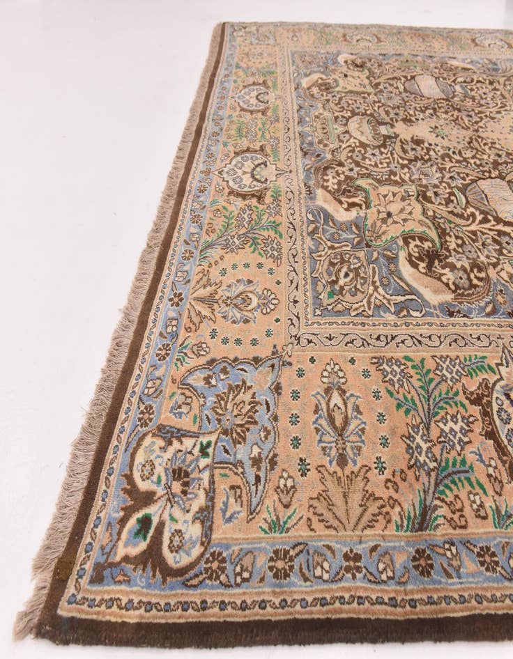 Detail image of  9' 7 x 13'  Hand Knotted Kashmar Persian Wool Rug