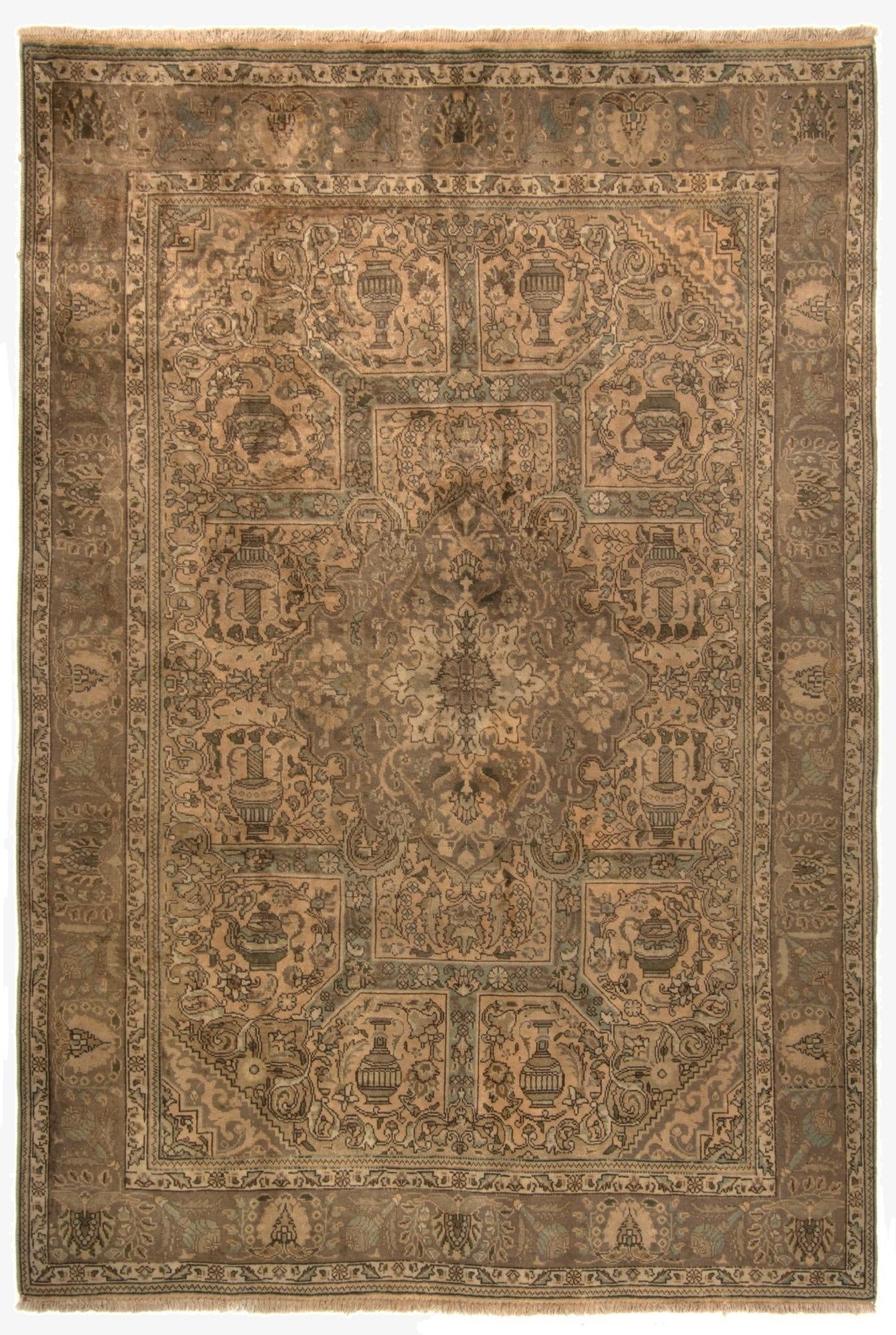  6' 7 x 9' 7  Hand Knotted Kashmar Persian Wool Rug