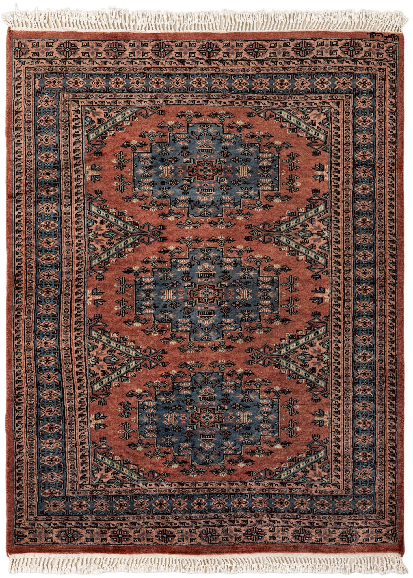  4' 3 x 5' 7  Hand Knotted Kazak Oriental Wool Rug