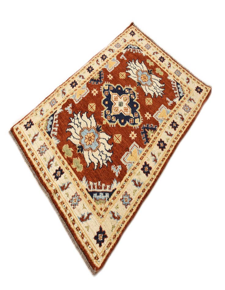 Detail image of  4' x 5' 10  Hand Knotted Kazak Wool Rug