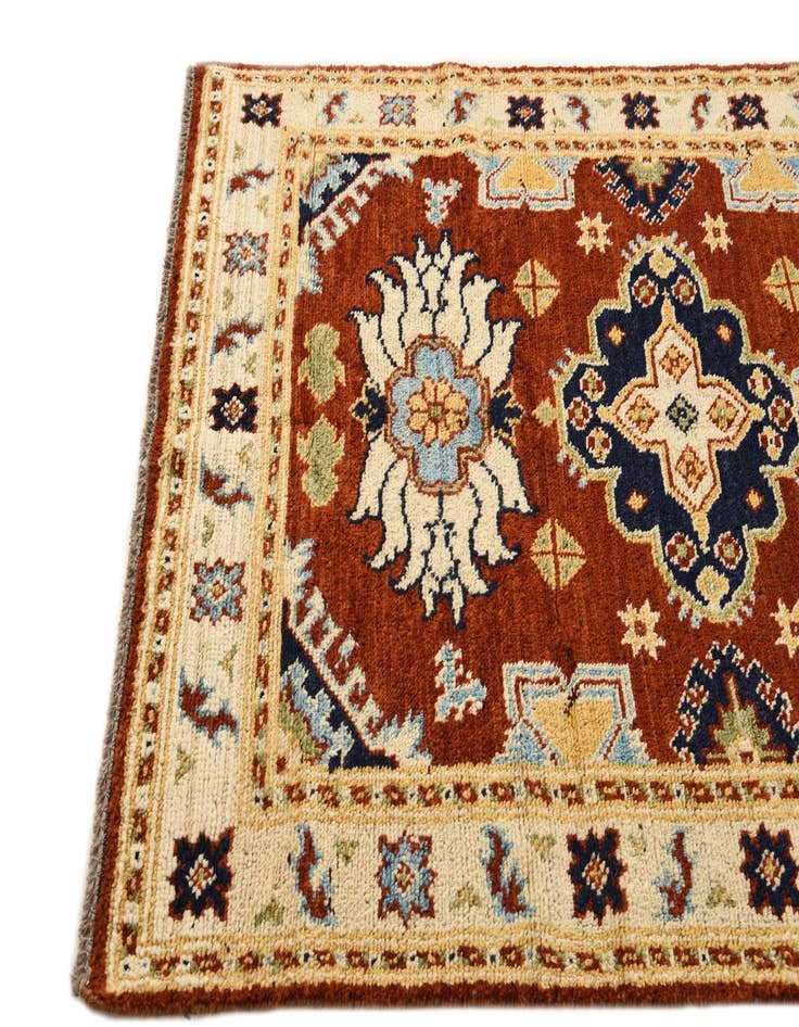 Detail image of  4' x 5' 10  Hand Knotted Kazak Wool Rug