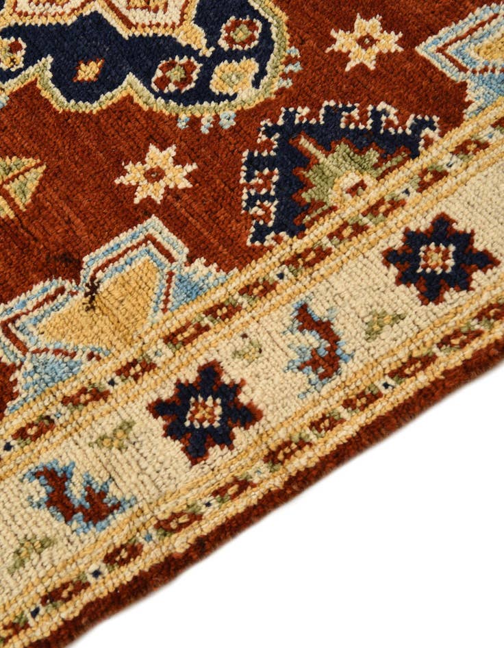 Detail image of  4' x 5' 10  Hand Knotted Kazak Wool Rug