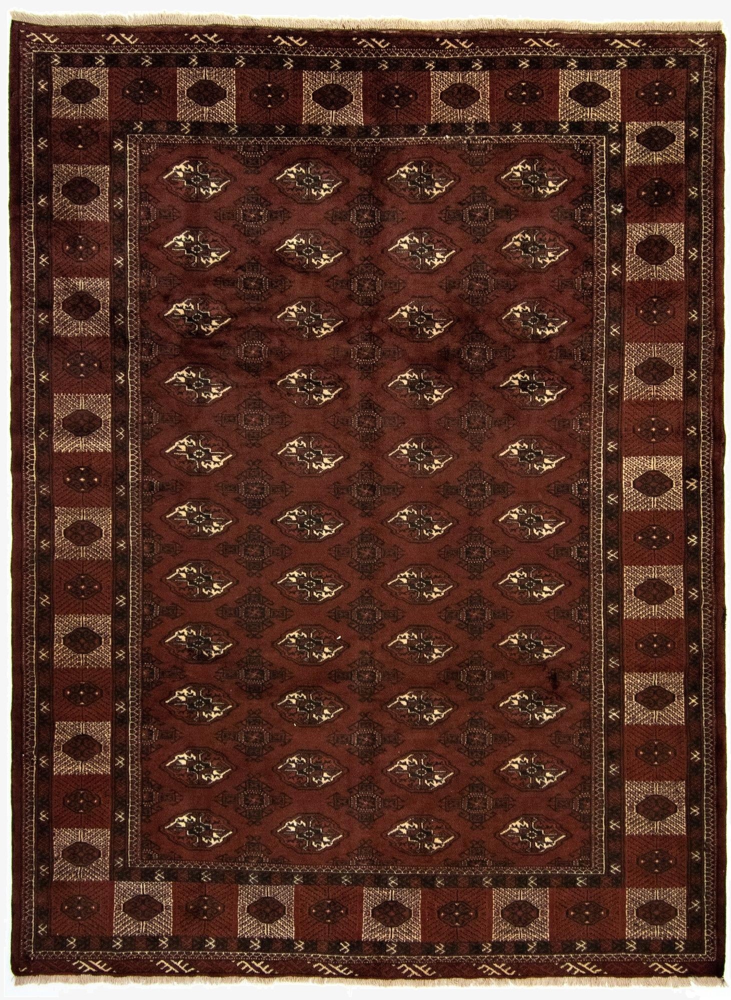  6' 9 x 8' 11  Hand Knotted Khurasan Persian Wool Rug