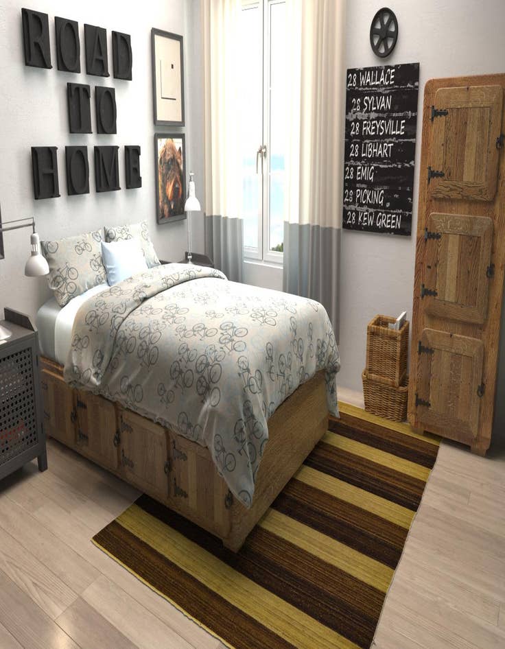 Detail image of  5' 1 x 7'  Hand Woven Kilim Afghan Wool Rug