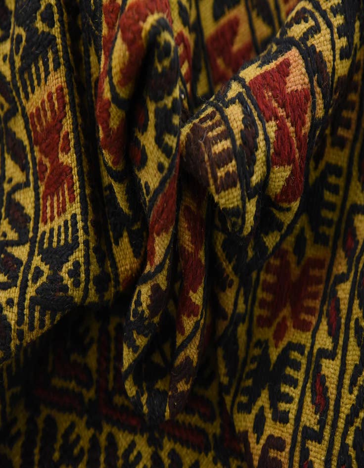 Detail image of  4' 2 x 6'  Hand Woven Kilim Afghan Wool Rug