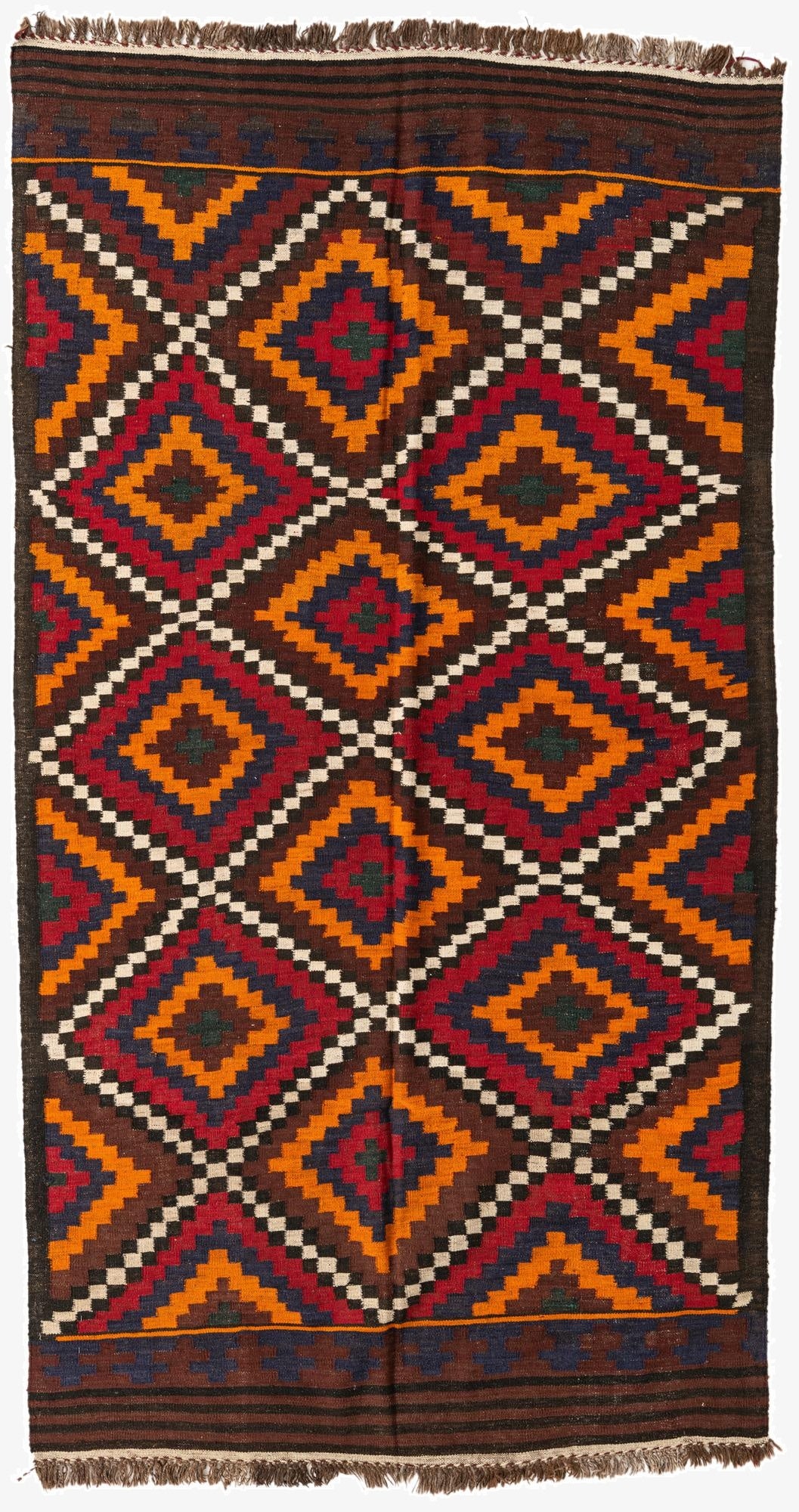  5' x 9' 3  Hand Woven Kilim Afghan Wool Rug
