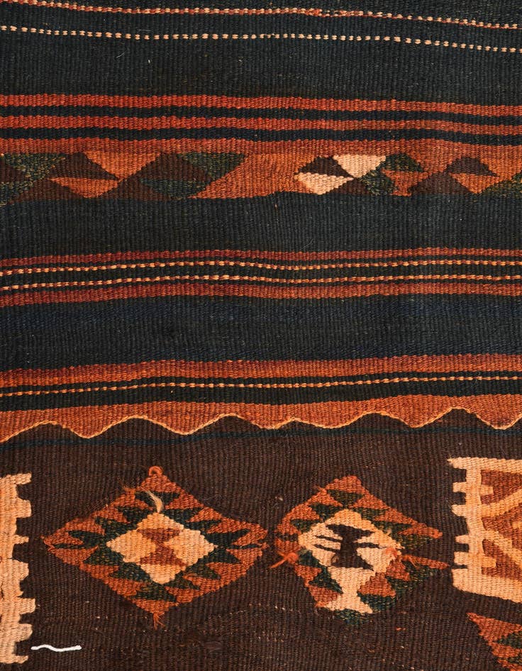 Detail image of 3' 4 x 12' 5 Hand Woven Kilim Fars Wool Rug