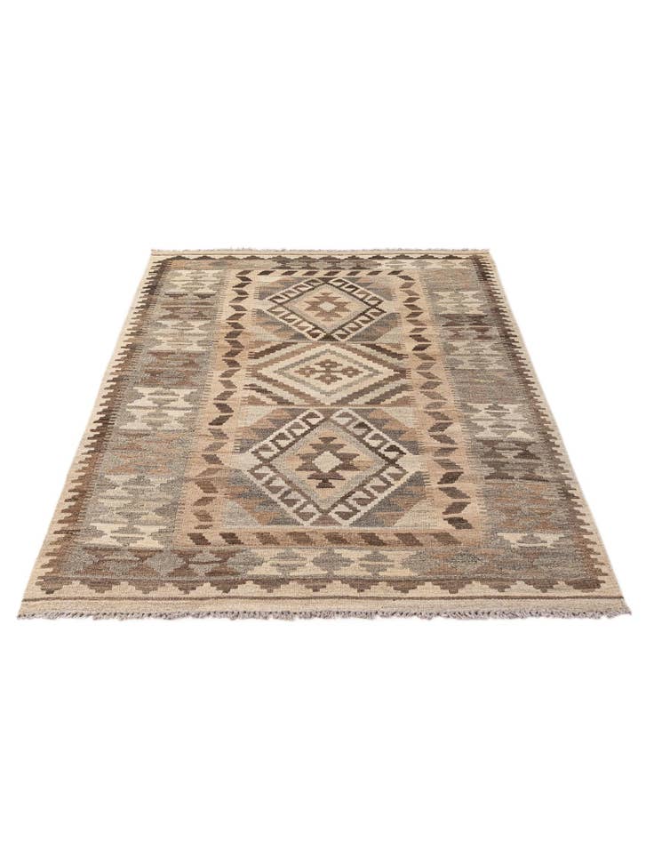 Detail image of  3' 11 x 6' 9  Hand Woven Kilim Maymana Wool Rug