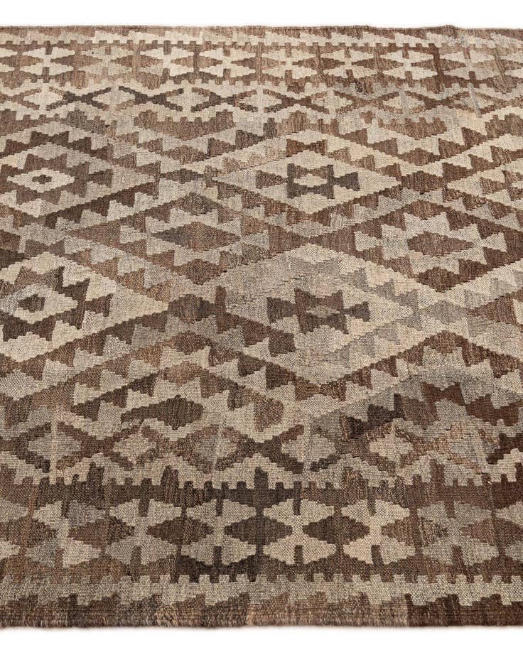 Detail image of  4' 6 x 6' 3  Hand Woven Kilim Maymana Wool Rug