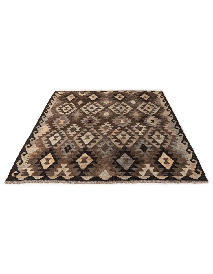 Detail image of  5' x 6' 7  Hand Woven Kilim Maymana Wool Rug