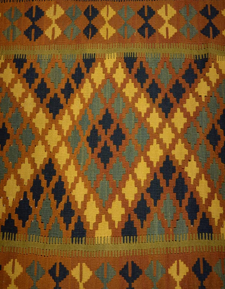 Detail image of  3' 3 x 6' 6  Hand Woven Kilim Maymana Wool Rug