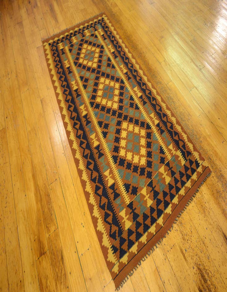 Detail image of  3' 3 x 6' 4  Hand Woven Kilim Maymana Wool Rug