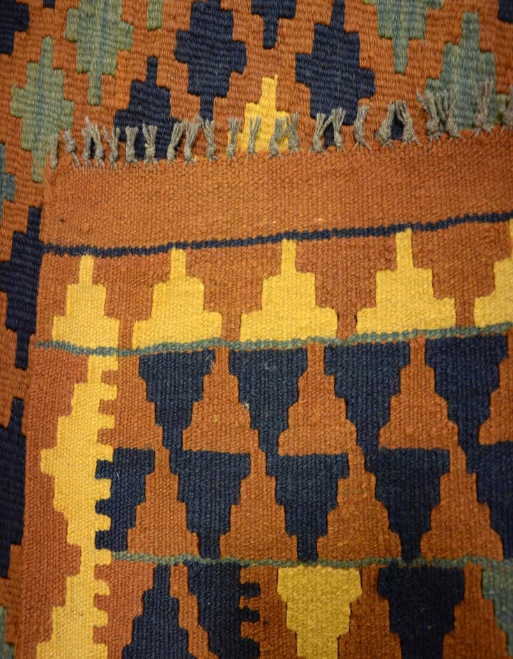 Detail image of  3' 3 x 6' 4  Hand Woven Kilim Maymana Wool Rug