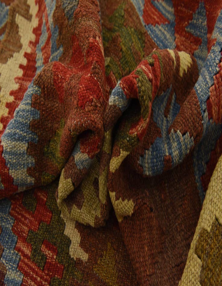 Detail image of  3' 6 x 6' 4  Hand Woven Kilim Maymana Wool Rug