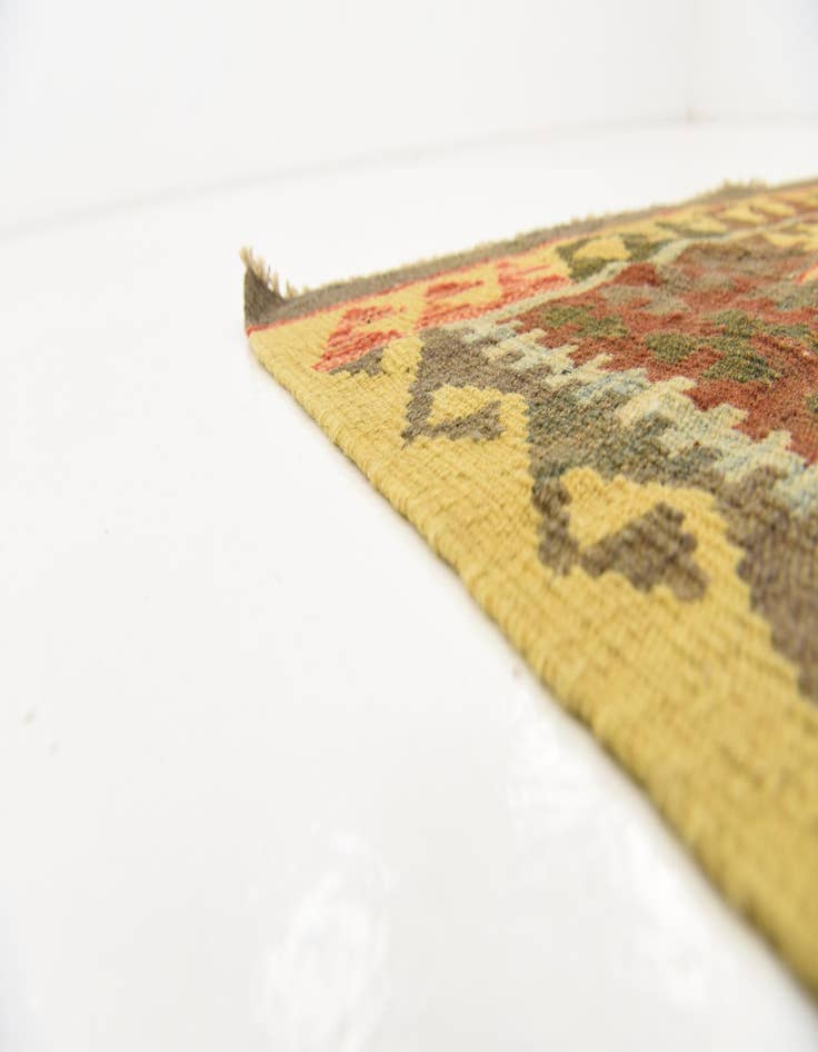 Detail image of  3' 4 x 6' 6  Hand Woven Kilim Maymana Wool Rug