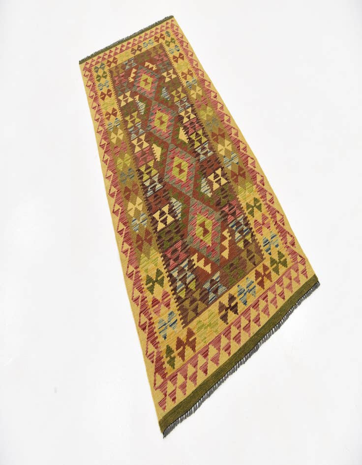 Detail image of  3' 3 x 6' 6  Hand Woven Kilim Maymana Wool Rug