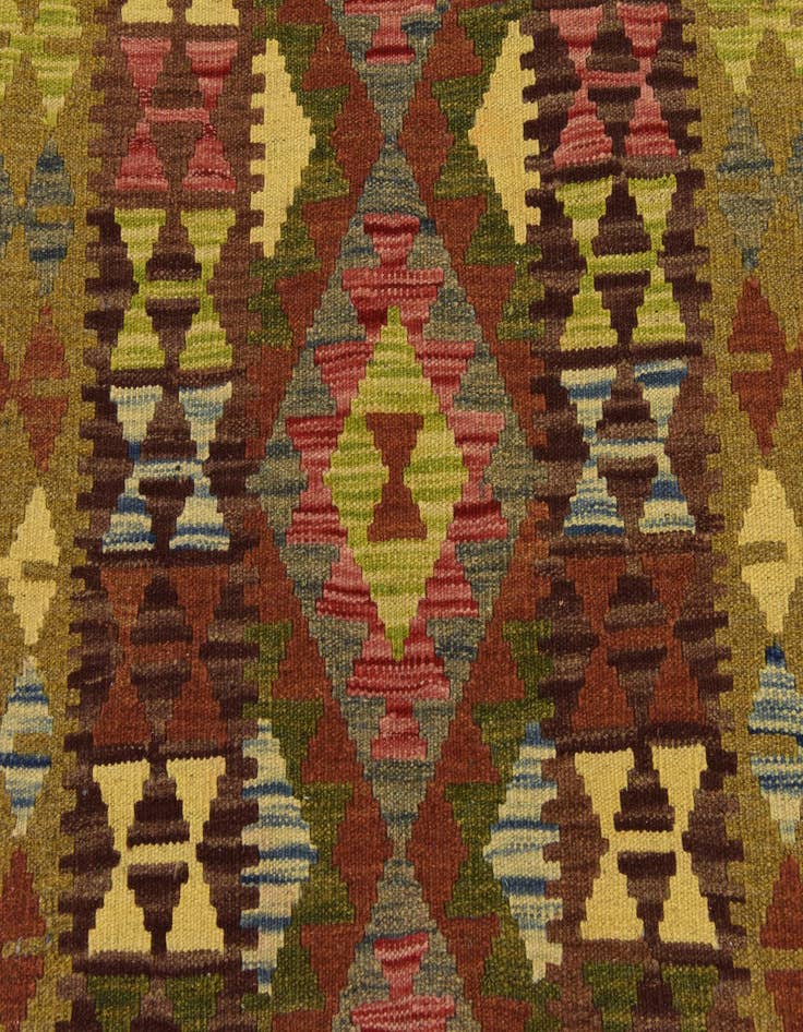 Detail image of  3' 3 x 6' 6  Hand Woven Kilim Maymana Wool Rug