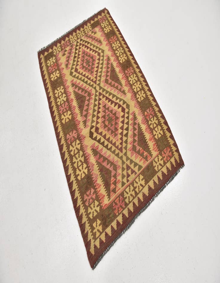 Detail image of  3' 3 x 4' 10  Hand Woven Kilim Maymana Wool Rug