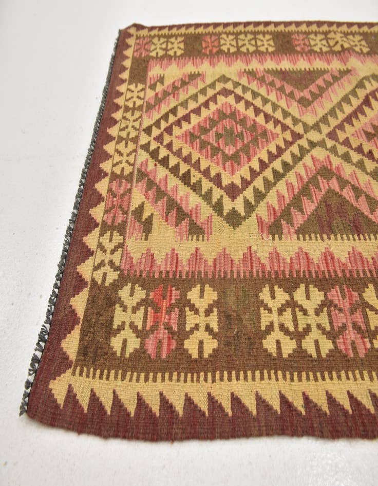 Detail image of  3' 3 x 4' 10  Hand Woven Kilim Maymana Wool Rug
