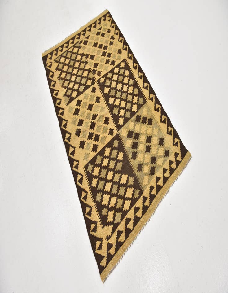 Detail image of  3' 2 x 4' 9  Hand Woven Kilim Maymana Wool Rug