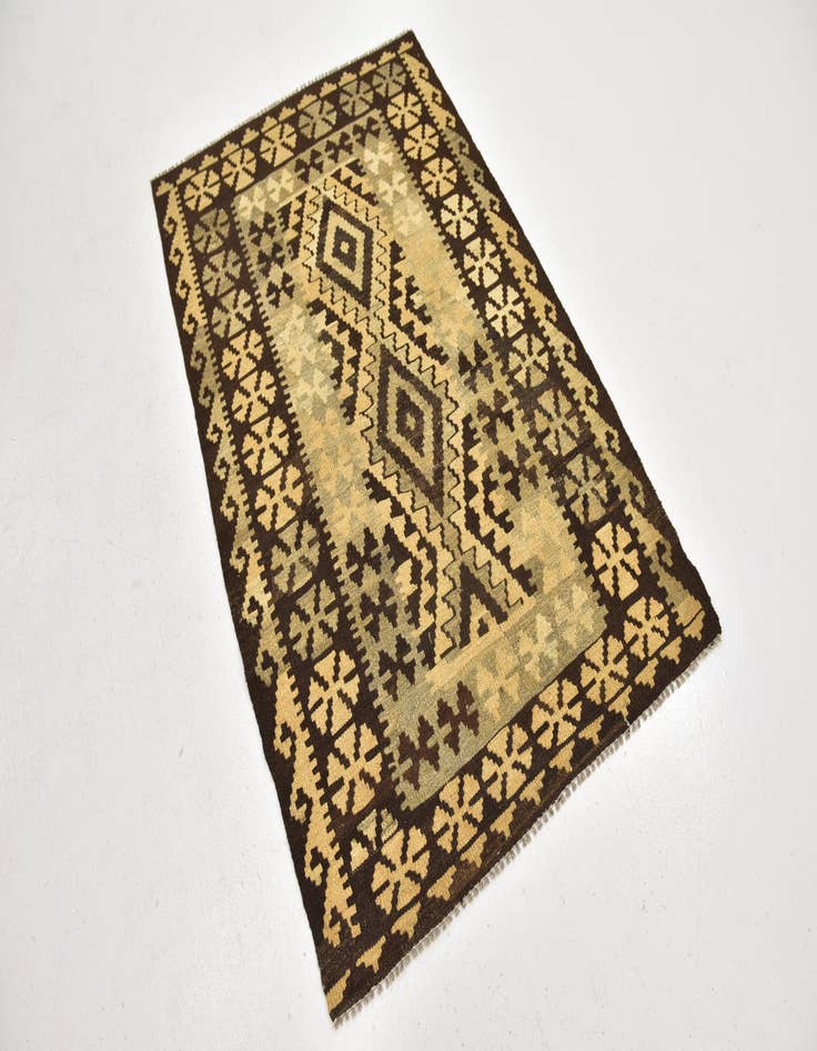 Detail image of  3' 4 x 5'  Hand Woven Kilim Maymana Wool Rug